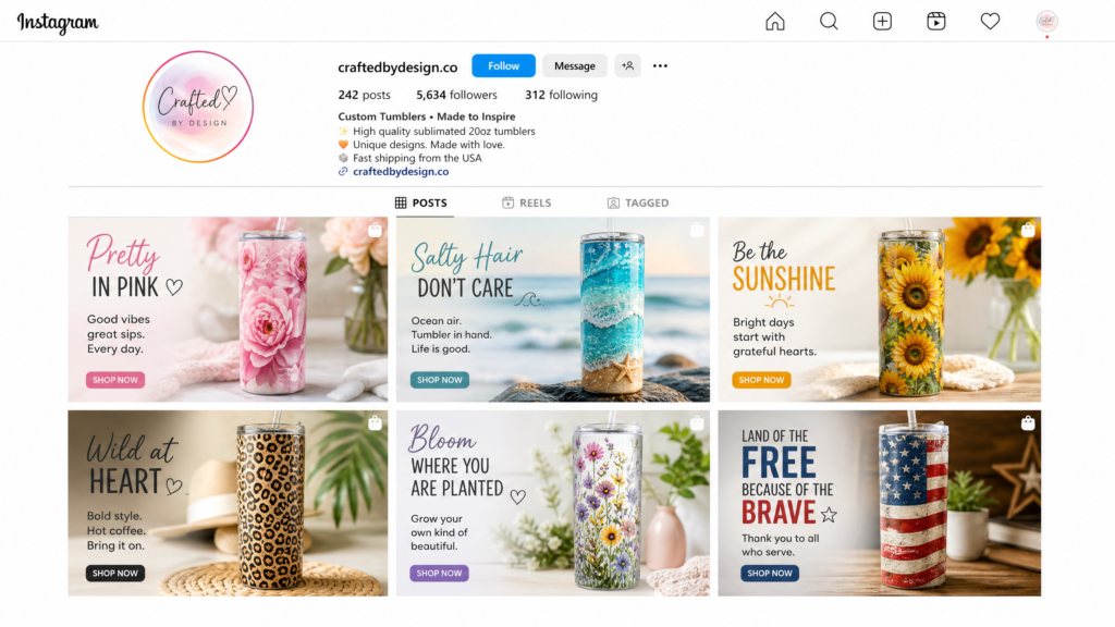 Example of a Professional Instagram Feed for a Tumbler Business