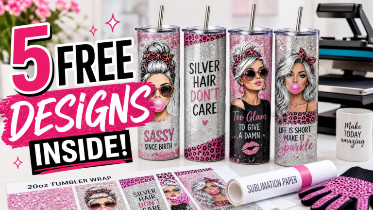 5 FREE 20oz Tumbler Wrap Designs: Sassy, Silver, and Sparkling!