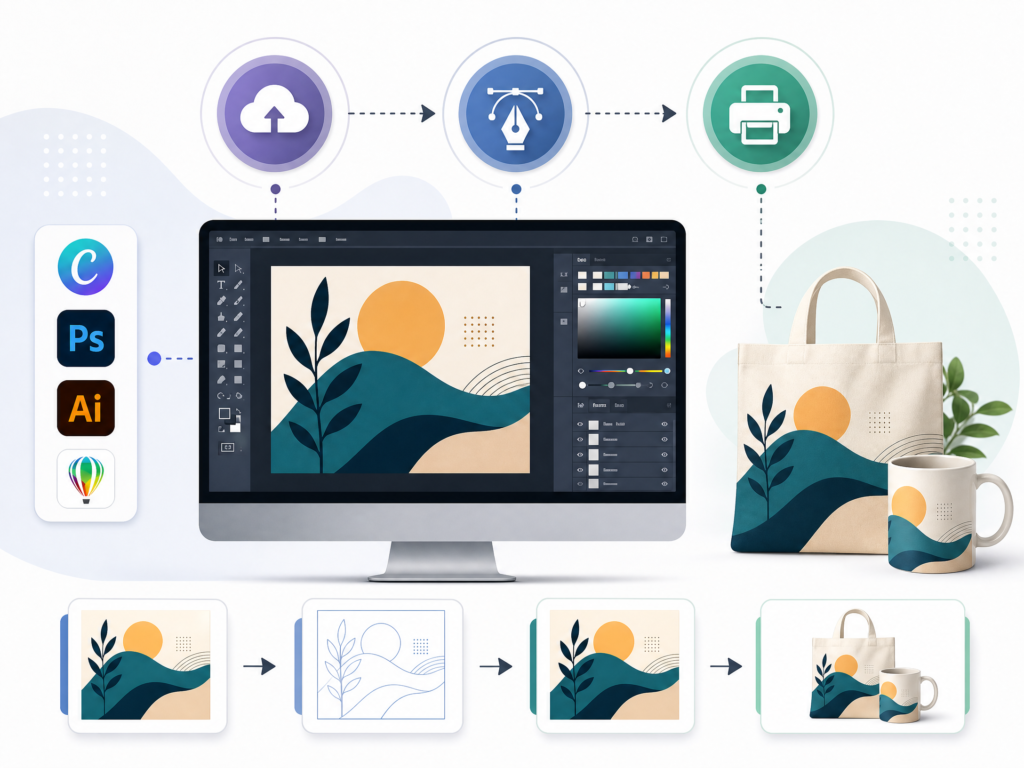 Design Workflow Illustration: From Digital to Physical