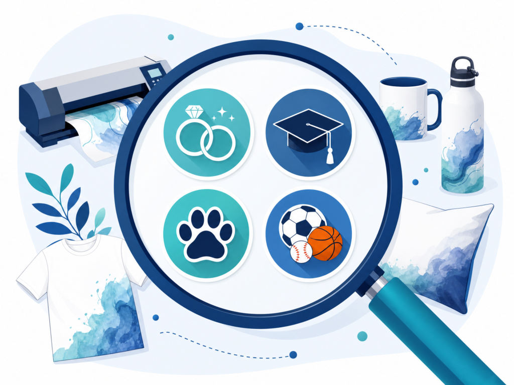 Niche Selection Illustration: Weddings, Education, Pets, Teams