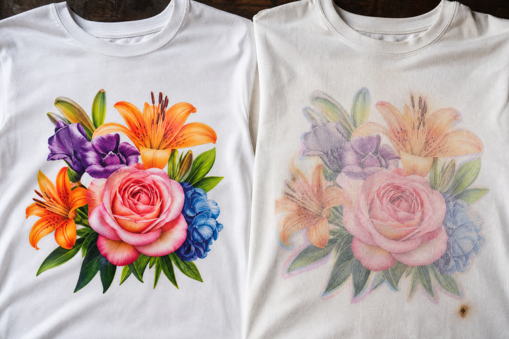 Sublimation Troubleshooting: Perfect vs. Faded Transfer
