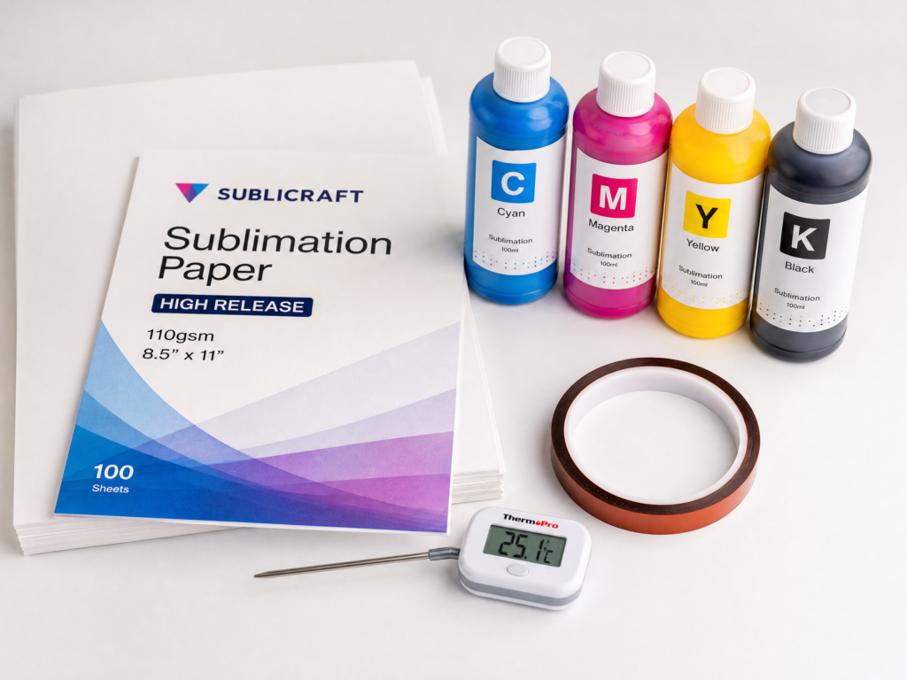 Sublimation Supplies: Paper, Ink, Tape, Thermometer